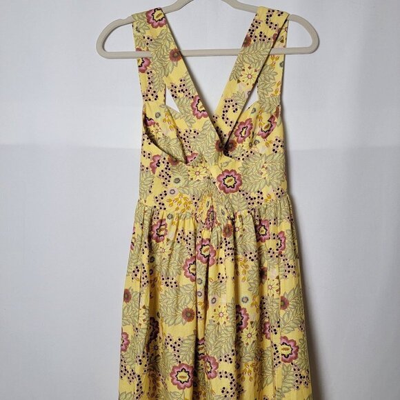 Revolve Rebecca Vallance Floral Linen Crossback Tiered Sahara Maxi Dress Size 10 - Picture 8 of 13